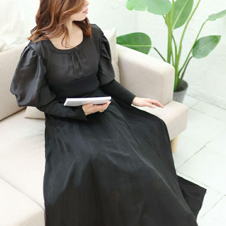 大きいサイズ レディース 異素材パワーショルダーニットワンピース　jps030 【ゆうパケット可】