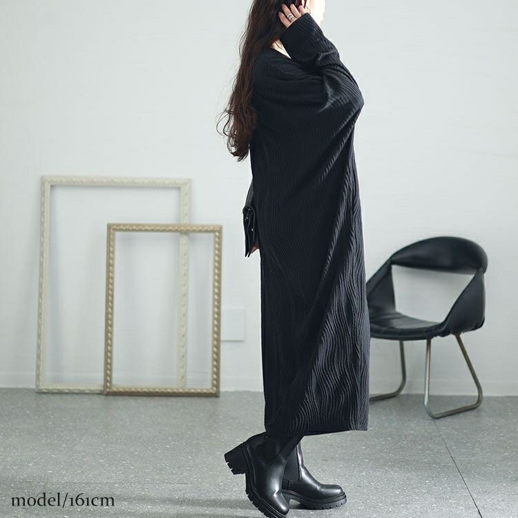 大きいサイズ レディース ジャガードストライプコクーンワンピース　sw-0628