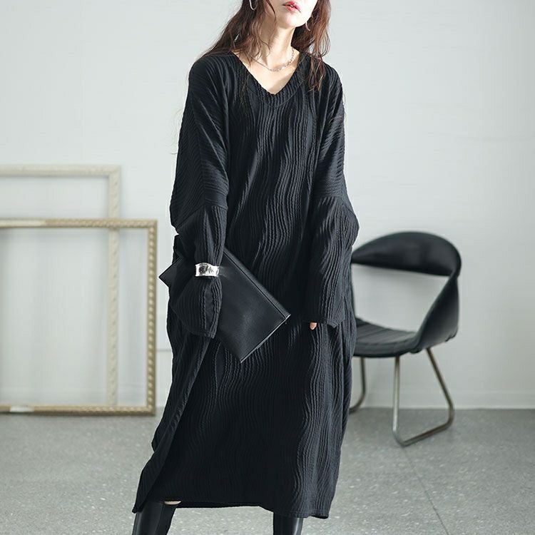 大きいサイズ レディース ジャガードストライプコクーンワンピース　sw-0628