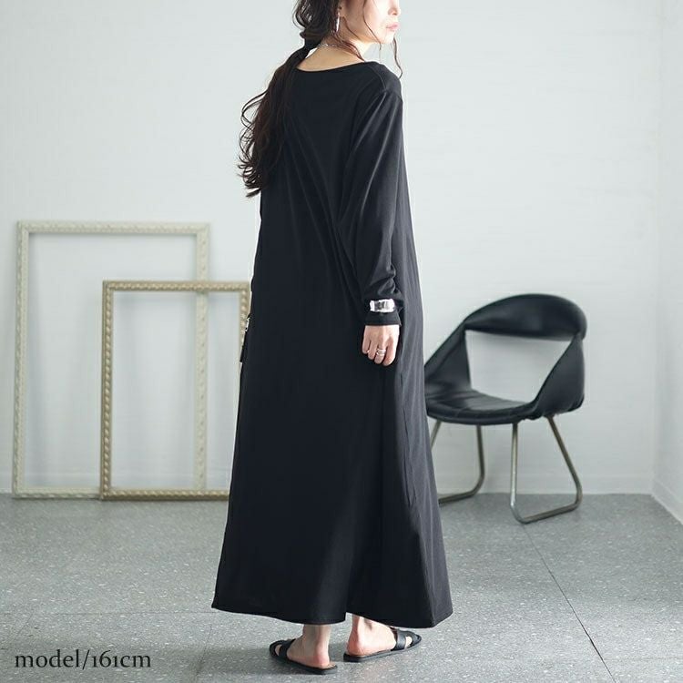 大きいサイズ レディース ランダムストライプ切替えAラインアシメワンピース　kt-7824660