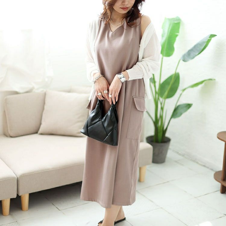 大きいサイズ レディース クロップドシアーニット＆ジャンスカ2点セット　cros-240032