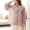 大きいサイズ レディース ラッフルフリルシアーブラウス　fem-453 ピンク