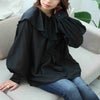 大きいサイズ レディース ラッフルフリルシアーブラウス　fem-453 ブラック