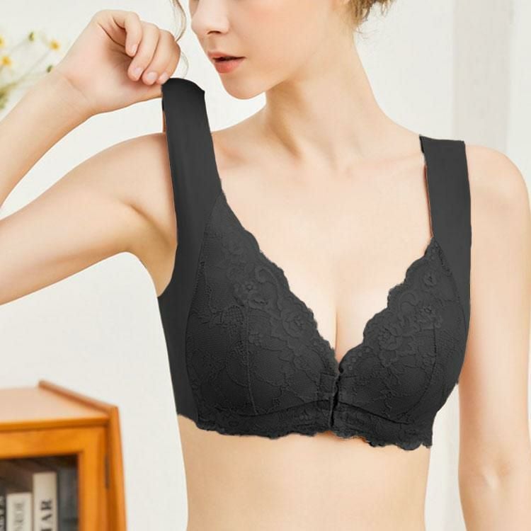 大きいサイズ レディース フロントホックシームレスブラジャー　goldy-1433 ブラック