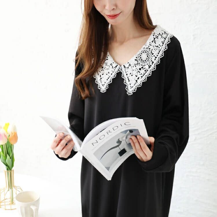 大きいサイズ レディース 襟レースマーメイドワンピース　bro-0041