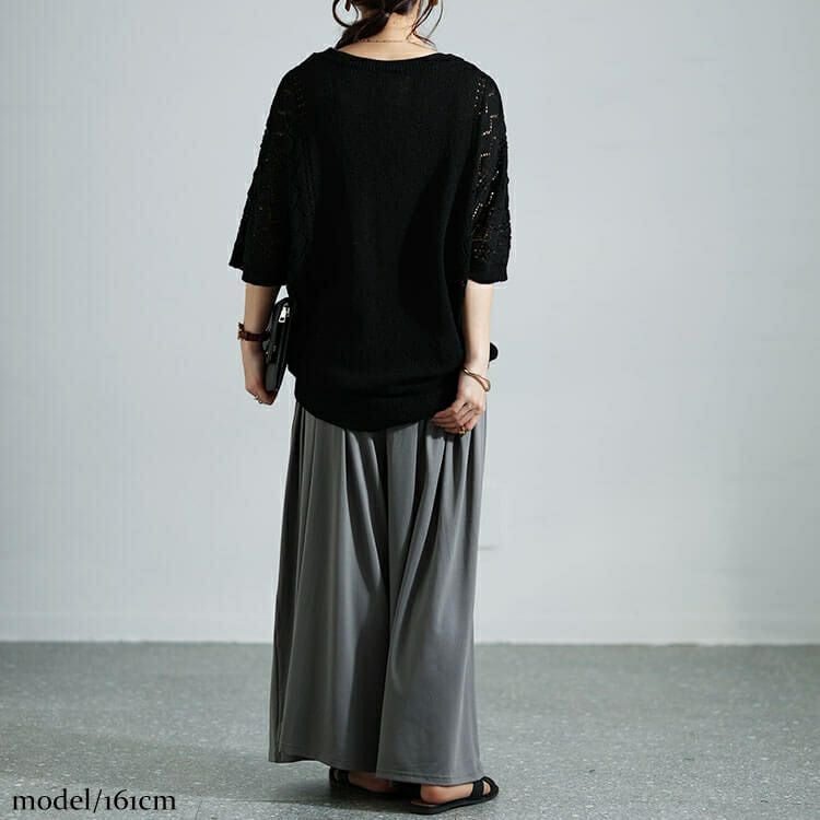 大きいサイズ レディース 透かし編みドルマンニット　bro-0039