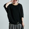 大きいサイズ レディース 透かし編みドルマンニット　bro-0039 ブラック