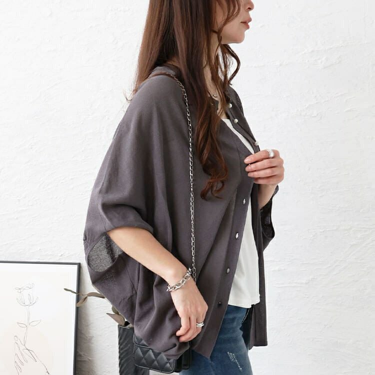 大きいサイズ レディース パールボタンシアードルマンカーディガン　bro-0038