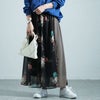 大きいサイズ レディース 花柄切替フレアスカート　nw-24005 ブラック