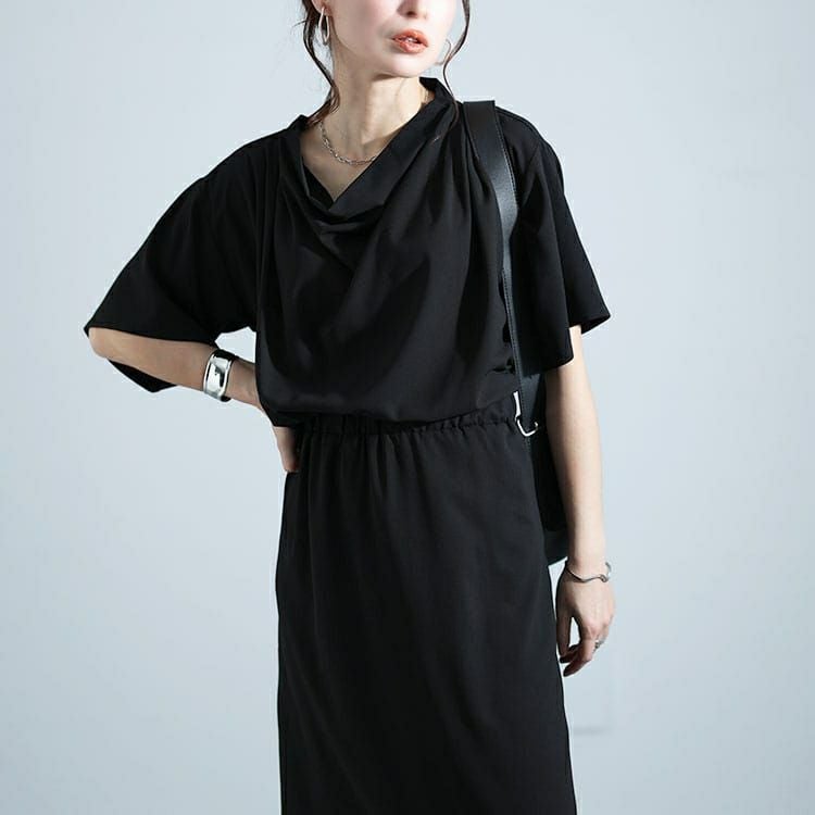 大きいサイズ レディース ドレープネックワンピース　nw-24004