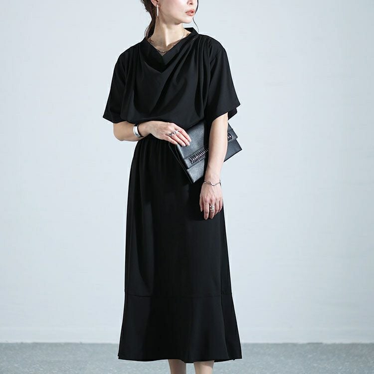 大きいサイズ レディース ドレープネックワンピース　nw-24004
