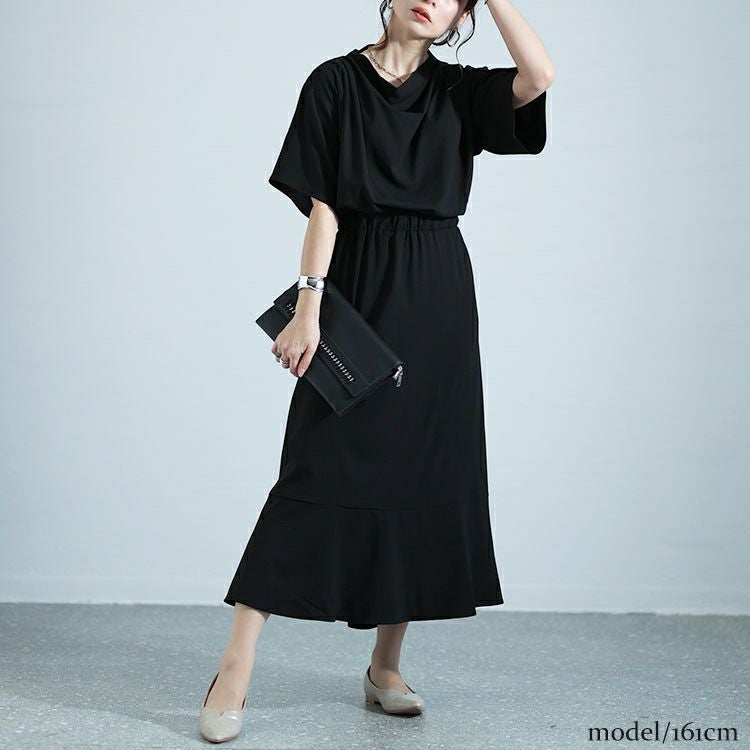 大きいサイズ レディース ドレープネックワンピース　nw-24004