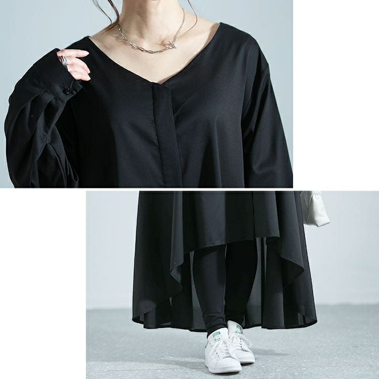 大きいサイズ レディース フィッシュテールVネックワンピース　nw-24003