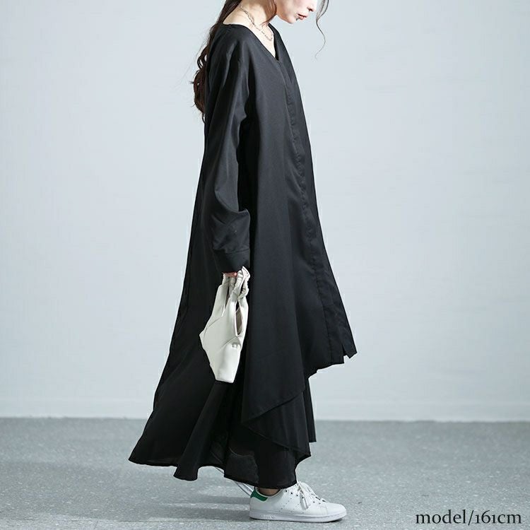 大きいサイズ レディース フィッシュテールVネックワンピース　nw-24003