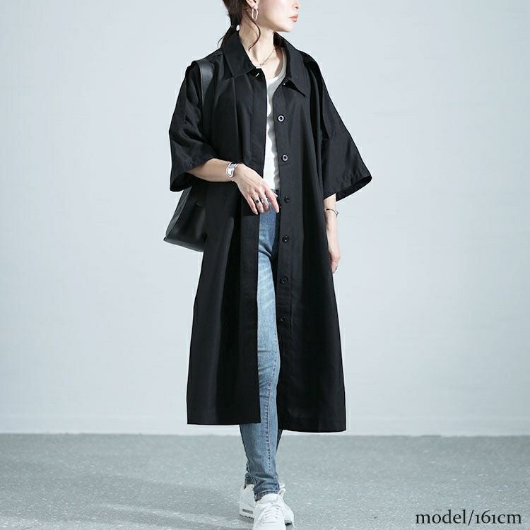 大きいサイズ レディース コート風シャツワンピース　nw-24001