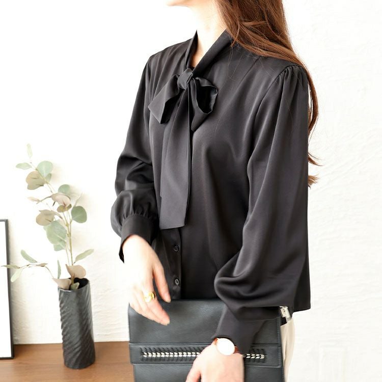 大きいサイズ レディース リボンタイブラウス　goldy-1450 【メール便可】