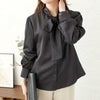 大きいサイズ レディース リボンタイブラウス　goldy-1450 【メール便可】 ブラック