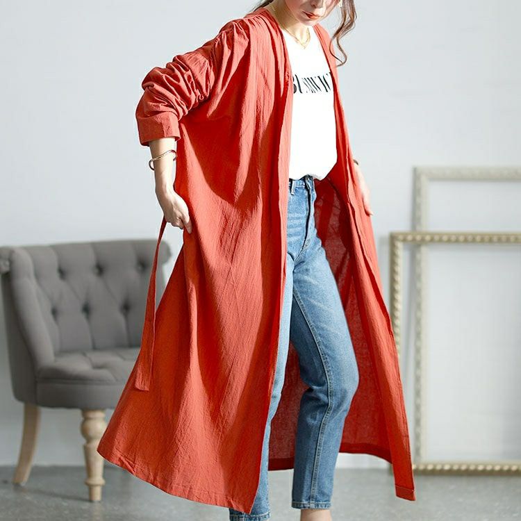 大きいサイズ レディース コットンロングカーディガン　goldy-1437