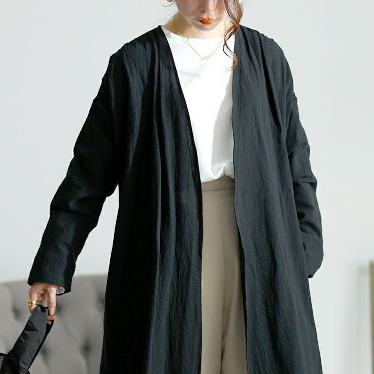 大きいサイズ レディース コットンロングカーディガン　goldy-1437