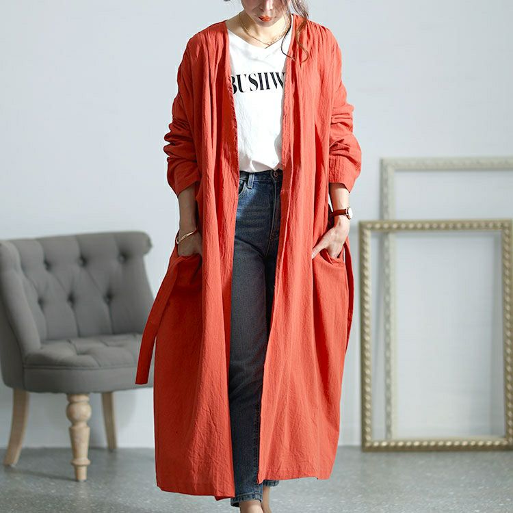 大きいサイズ レディース コットンロングカーディガン　goldy-1437