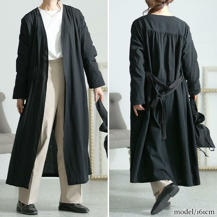大きいサイズ レディース コットンロングカーディガン　goldy-1437 ブラック