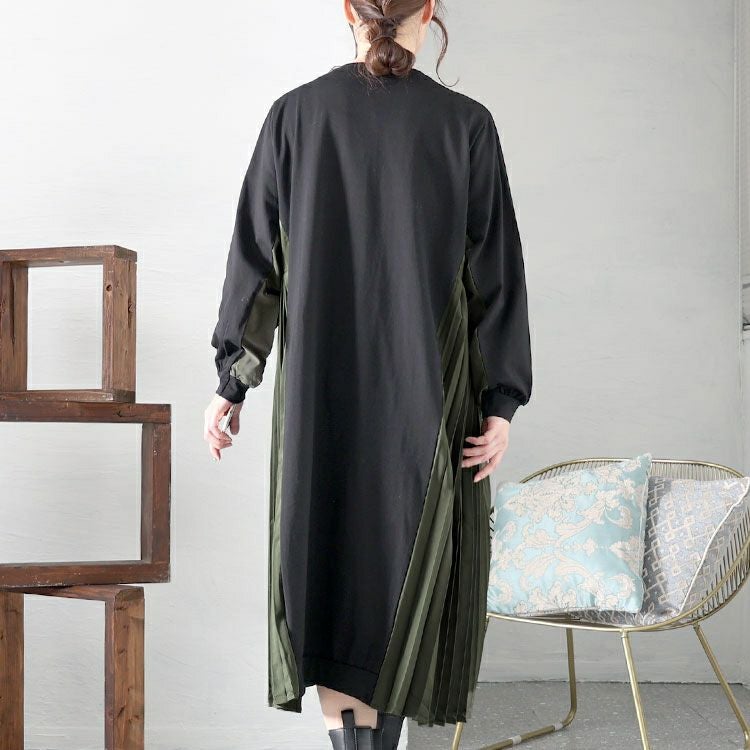 大きいサイズ レディース サイドプリーツロングワンピース　goldy-1431 【メール便可】