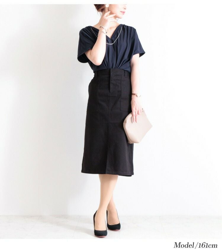 大きいサイズ レディース 接触冷感ネックレス付きVネックトップス　mncut-102194