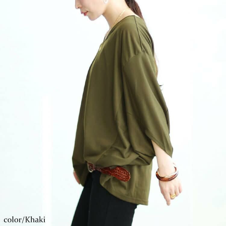 大きいサイズ レディース ワイドドルマンプルオーバー　fem-456 カーキ