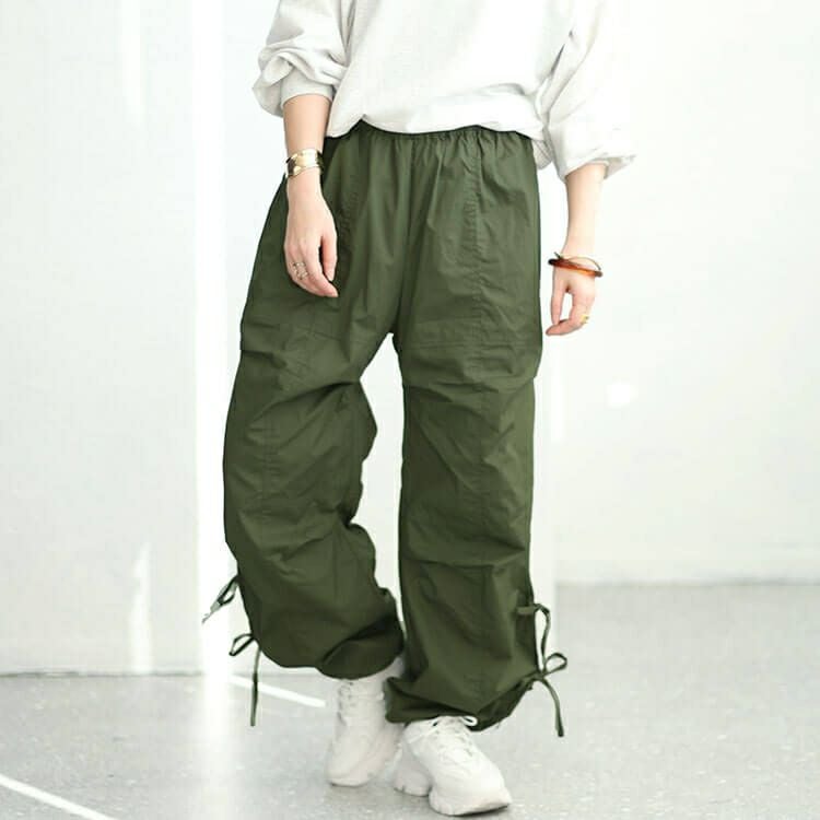 Femicite コットン カーゴパンツ オリーブ 大きいサイズ レディース コットンサイドリボンカーゴパンツ fem-415
