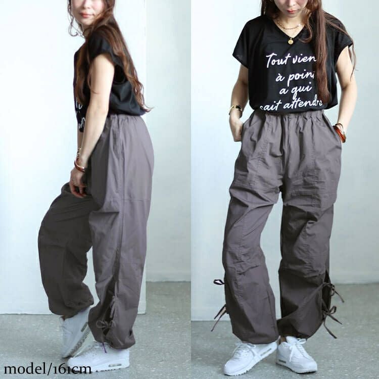 大きいサイズ レディース コットンサイドリボンカーゴパンツ　fem-415