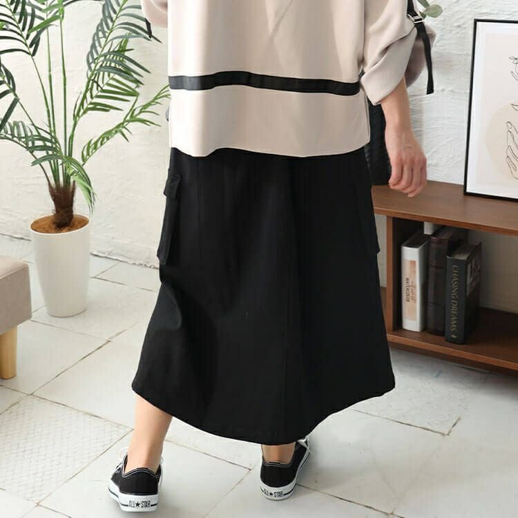 大きいサイズ レディース ストレッチツイルカーゴスカート　maru-6735