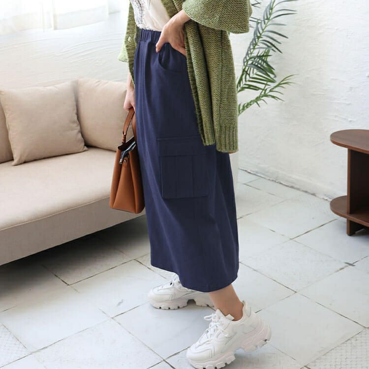大きいサイズ レディース ストレッチツイルカーゴスカート　maru-6735