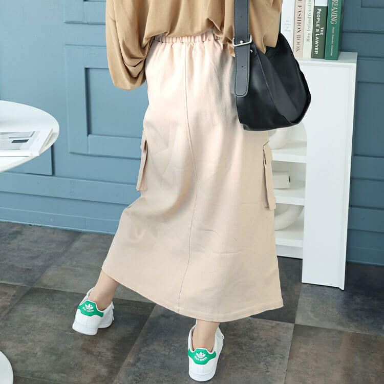 大きいサイズ レディース ストレッチツイルカーゴスカート　maru-6735