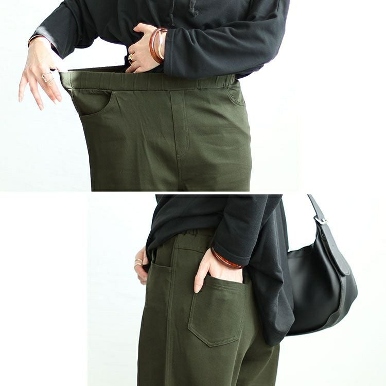 大きいサイズ レディース ストレッチツイルワイドパンツ　maru-6734