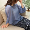 大きいサイズ レディース ボリュームスリーブシフォンプルオーバー　maru-30003 【ゆうパケット可】 ブルー