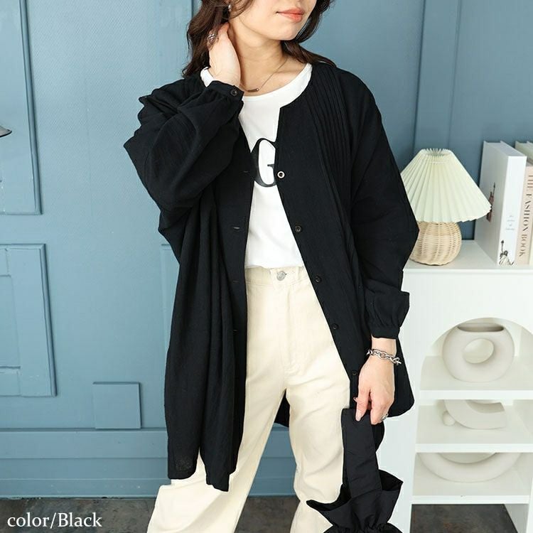 大きいサイズ レディース コットンピンタック使いワイドチュニック　maru-6746