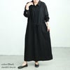 大きいサイズ レディース リネン混ブラウジングシャツワンピース　maru-6744 ブラック