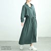 大きいサイズ レディース リネン混ブラウジングシャツワンピース　maru-6744 グリーン