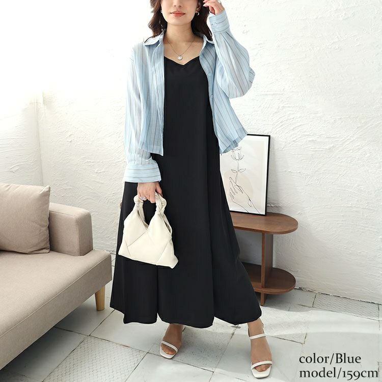 大きいサイズ レディース シアーストライプショート丈シャツブラウス　maru-6741 【ゆうパケット可】