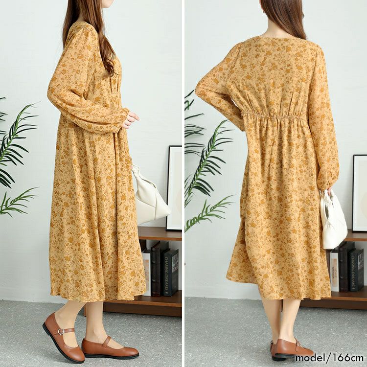 大きいサイズ レディース ショート丈ベスト＆花柄ワンピースセット　goldy-1442