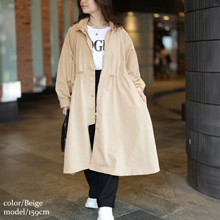 大きいサイズ レディース 撥水フード付きトレンチコート　mncut-548109