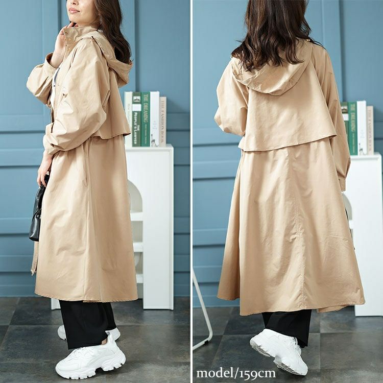 大きいサイズ レディース 撥水フード付きトレンチコート　mncut-548109