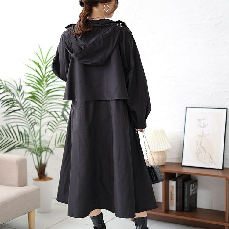 大きいサイズ レディース 撥水フード付きトレンチコート　mncut-548109