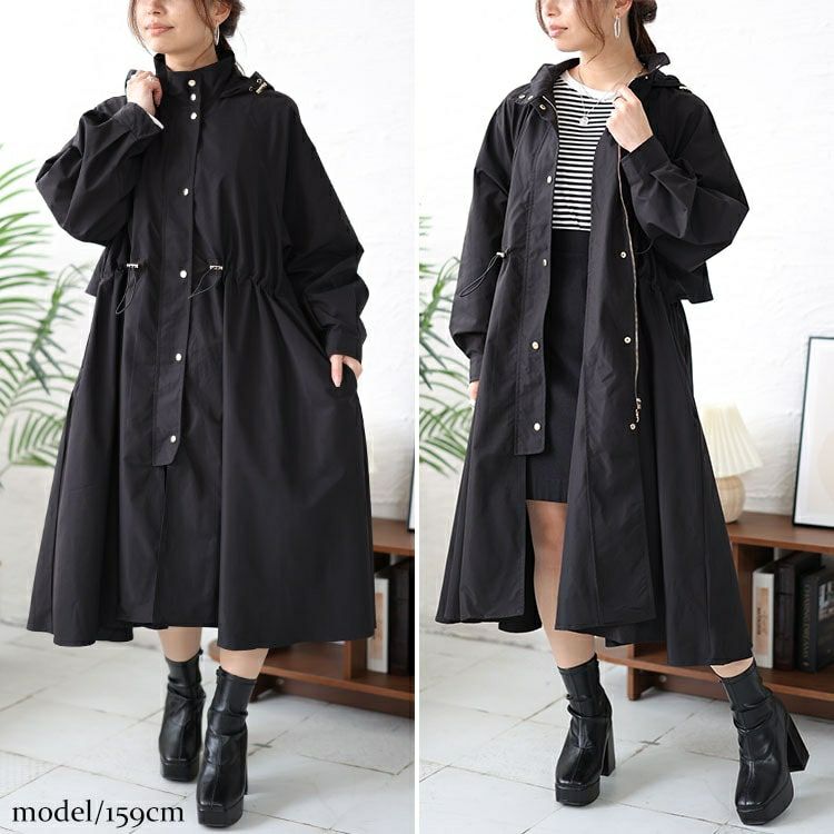 大きいサイズ レディース 撥水フード付きトレンチコート　mncut-548109