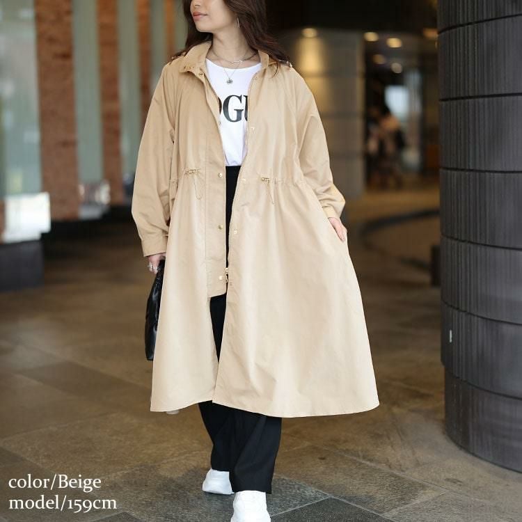 大きいサイズ レディース 撥水フード付きトレンチコート　mncut-548109 ベージュ