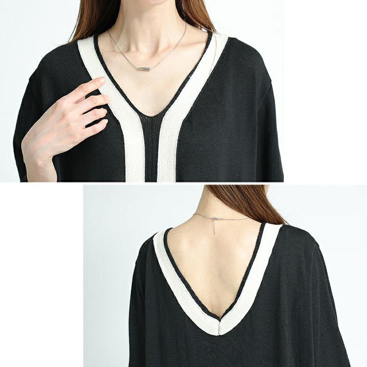 大きいサイズ レディース Vネックラインニットロングワンピース　bro-0040