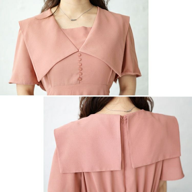 大きいサイズ レディース ビッグカラーマーメイドワンピース　bro-0032