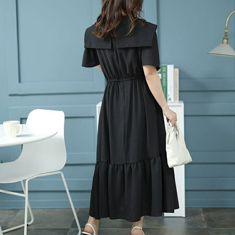 大きいサイズ レディース ビッグカラーマーメイドワンピース　bro-0032