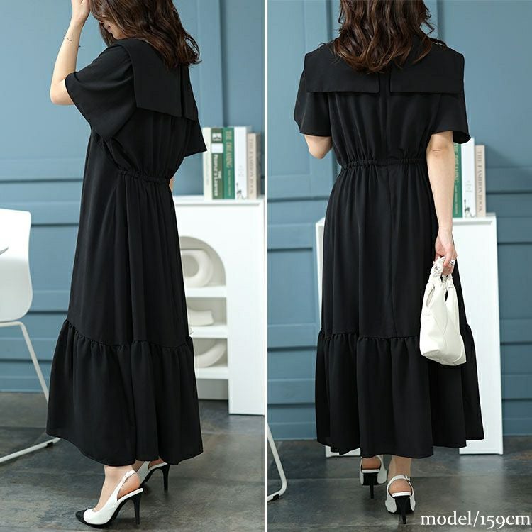 大きいサイズ レディース ビッグカラーマーメイドワンピース　bro-0032