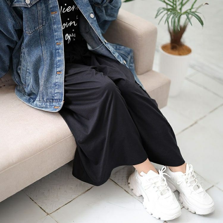 大きいサイズ レディース 裾がくるっとできるフレアワイドパンツ　bai-0149